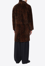 Salvatore Santoro Leopard Print Leather Coat  Brown 49009LE/R_SSANT-BR