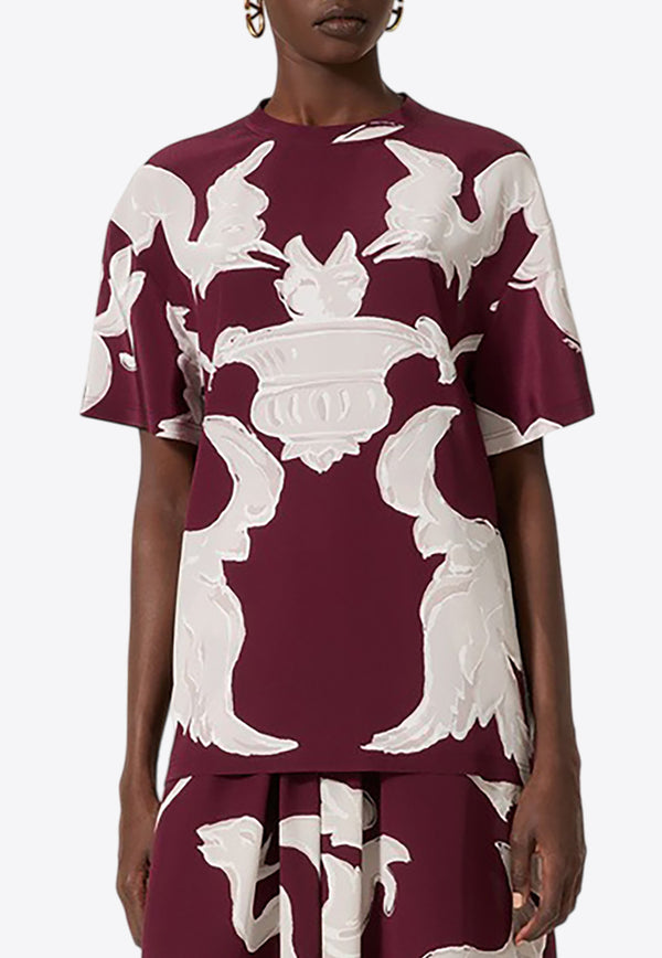Valentino Metamorphos Gryphon Print T-shirt Bordeaux 4B0AE9F08L7 YUS