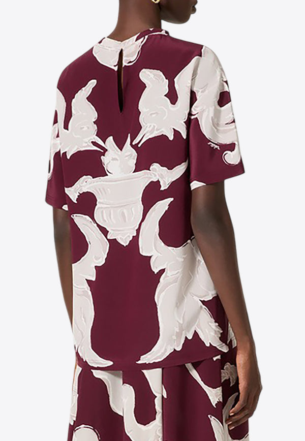 Valentino Metamorphos Gryphon Print T-shirt Bordeaux 4B0AE9F08L7 YUS