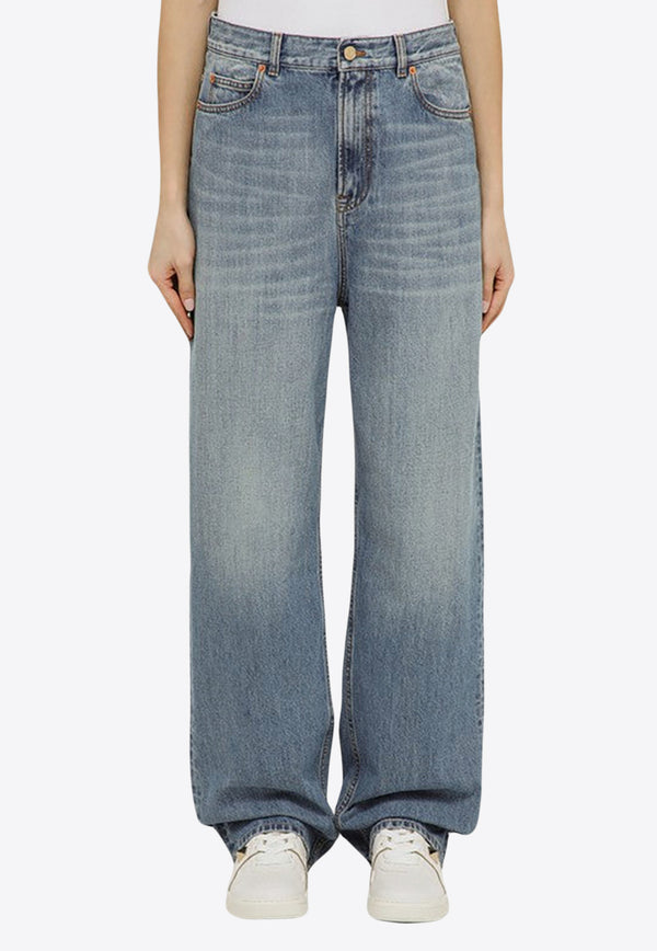Valentino Washed Straight Jeans 4B3DD16L8CR/O_VALE-508 Blue