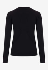 Valentino Knitted Sweater with Flower Appliqué  Black 4B3KC54I8EA 0NA