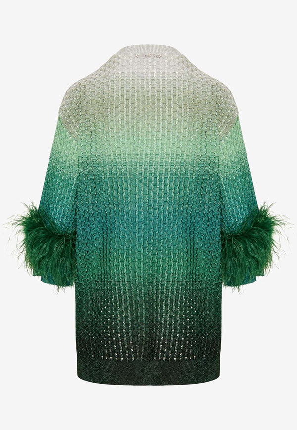 Valentino Feather-Trimmed Gradient Mini Dress Multicolor 4B3KD11R8EL 51G