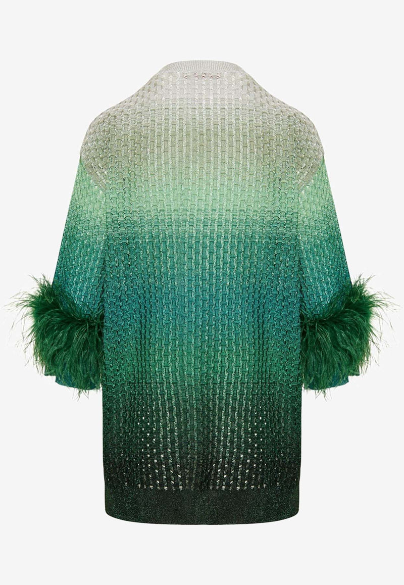 Valentino Feather-Trimmed Gradient Mini Dress Multicolor 4B3KD11R8EL 51G
