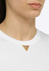 Valentino Short-Sleeved Ribbed T-shirt 4B3MG22B8GF/O_VALE-0BO White