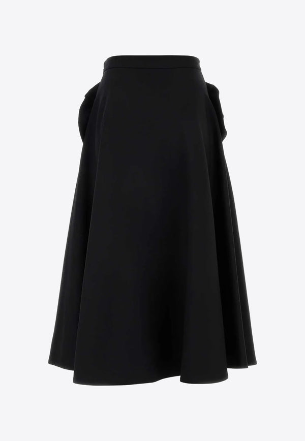 Valentino Wool and Silk Floral-Applique Skirt 4B3RAAX01CF 0NO