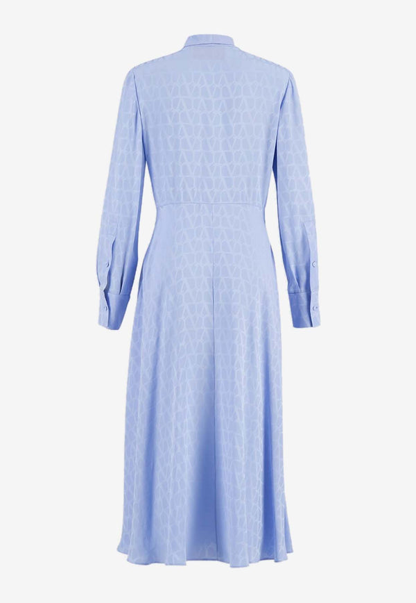 Valentino Toile Iconographe Silk Midi Dress Light Blue 4B3VA7E67TK W02