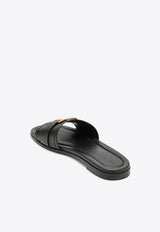 Moncler Bell Logo Plaque Calf Leather Flat Sandals Black 4C001-60M4097/O_MONCL-999