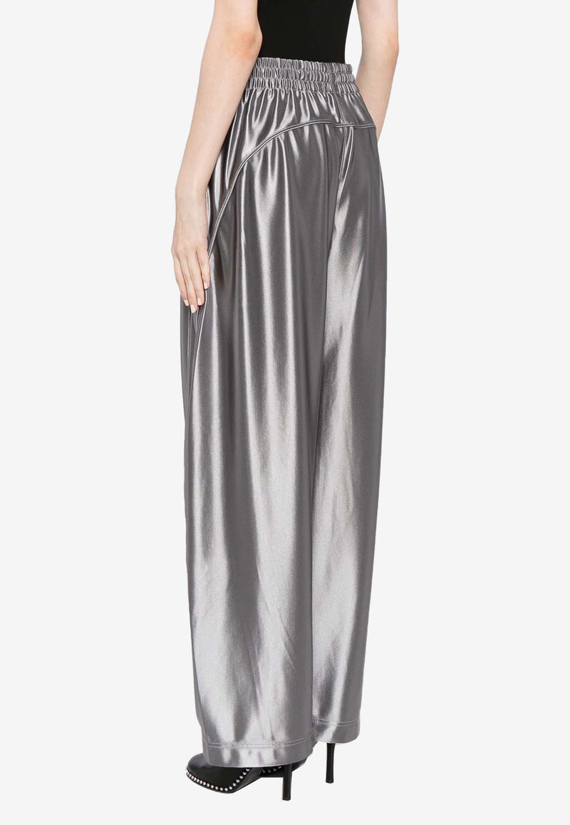 Alexander Wang Logo Patch Metallic Pants Gray 4CC3244367GREY