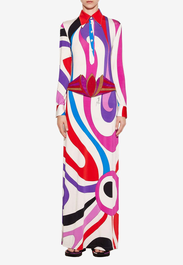 Pucci Marmo Print Maxi Shirt Dress 4HJI17 4H796 041 Multicolor