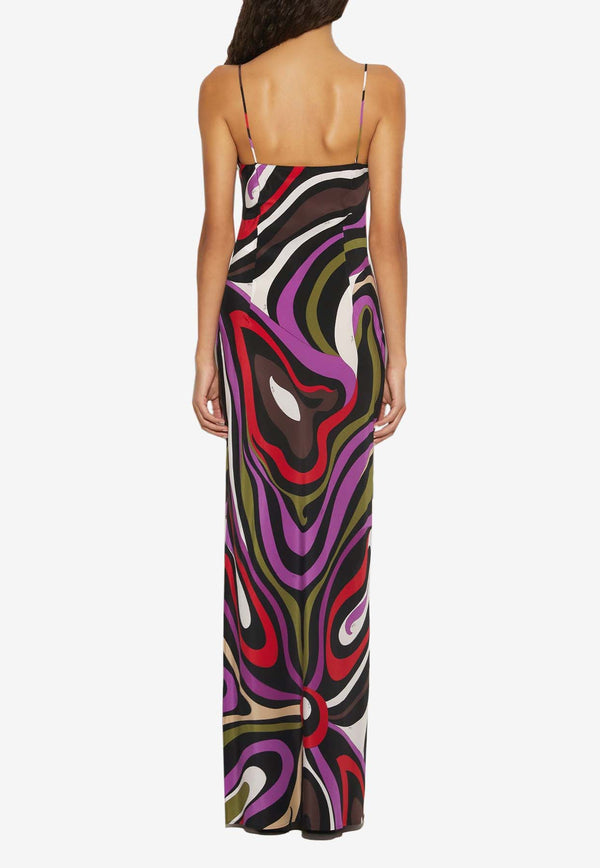 Pucci Marmo Print Maxi Silk Dress 4HRI27 4H763 001 Multicolor