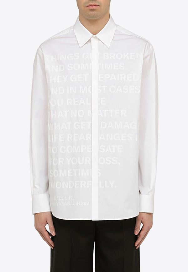 Valentino Text Print Long-Sleeved Shirt 4V0ABFR54WW/O_VALE-0BO White