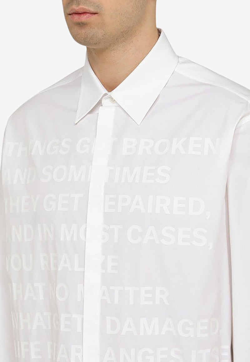 Valentino Text Print Long-Sleeved Shirt 4V0ABFR54WW/O_VALE-0BO White