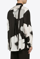 Valentino Floral Print Silk Shirt 4V0ABO15A2N/O_VALE-X56 Black