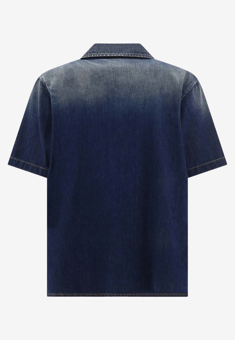 Valentino Short-Sleeved Denim Shirt 4V3DB02K9W7 528 Blue