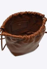Valentino VLogo Pouf Leather Bucket Bag Brown 4W0B0N74ZFJ/O_VALE-N58