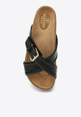 Valentino VLogo Cross-Over Strap Leather Sandals Black 4W0S0IZ5VRN/O_VALE-YVN