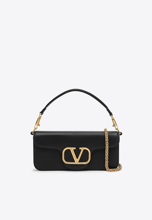 Valentino Locò VLogo Leather Shoulder Bag Black 4W2B0K30ZXL 0NO