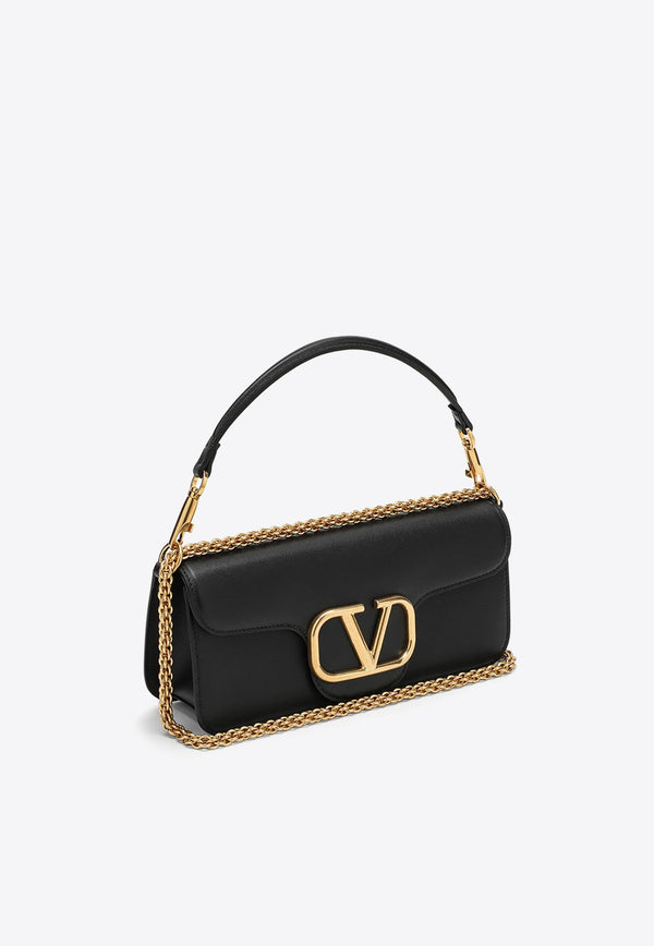 Valentino Locò VLogo Leather Shoulder Bag Black 4W2B0K30ZXL 0NO