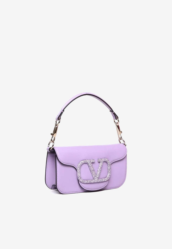 Valentino Locò Crystal VLogo Leather Shoulder Bag Purple 4W2B0K53FSZ YJB