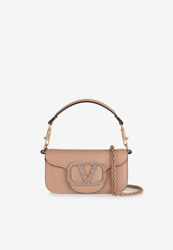 Valentino Small Locò Crystal VLogo Shoulder Bag Pink 4W2B0K53KNT 7P1