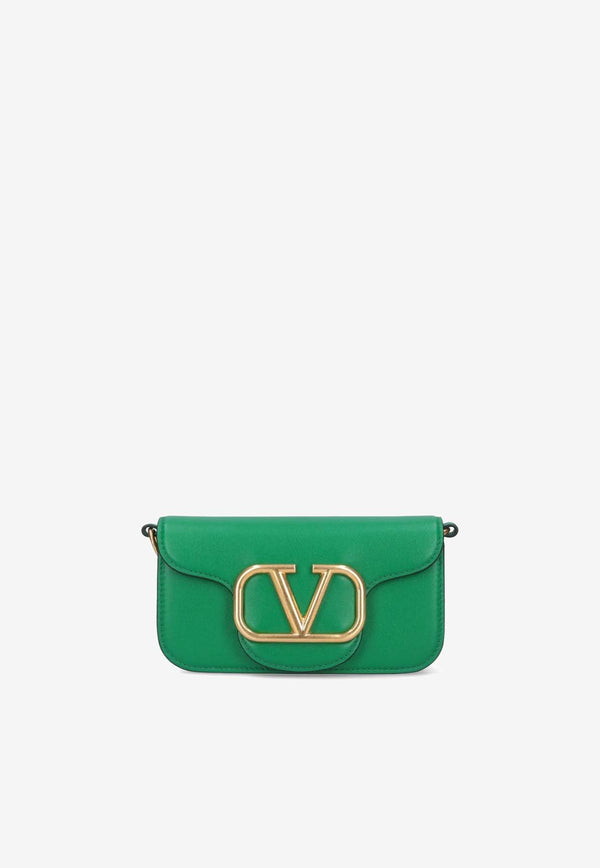 Valentino Small Locò Calf Leather Shoulder Bag Green 4W2B0K53ZXL 7PA