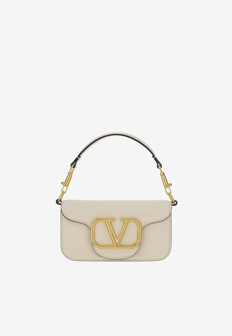 Valentino Small Locò Calf Leather Shoulder Bag White 4W2B0K53ZXL I16