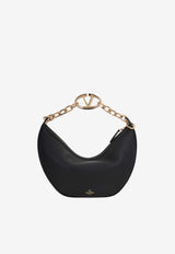 Valentino Small VLogo Moon Shoulder Bag in Calf Leather 4W2B0N08JDK 0NO Black