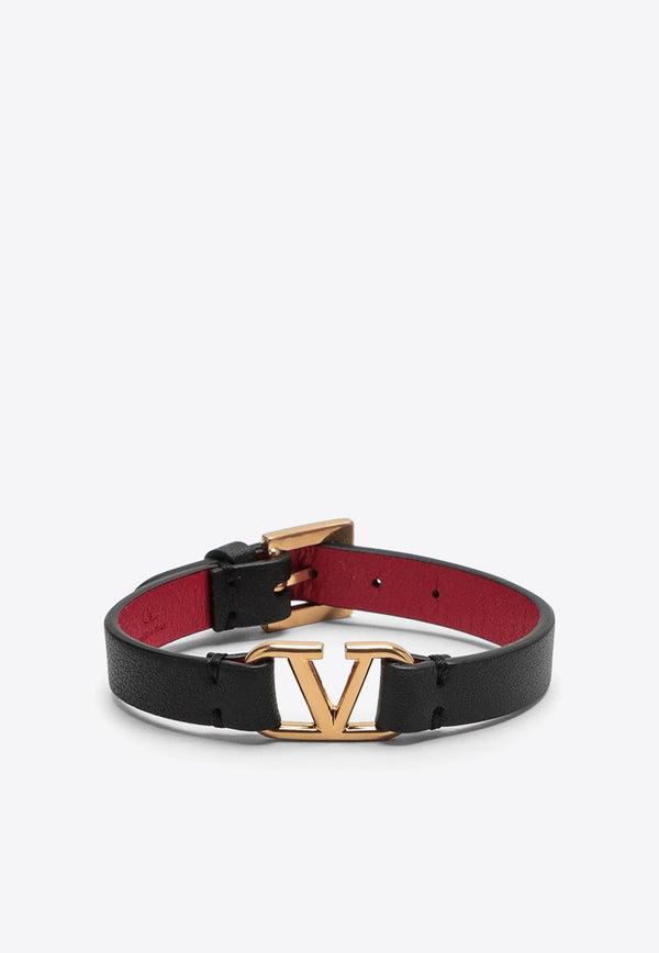 Valentino VLogo Signature Leather Bracelet Black 4W2J0C44ZXL/O_VALE-0SM