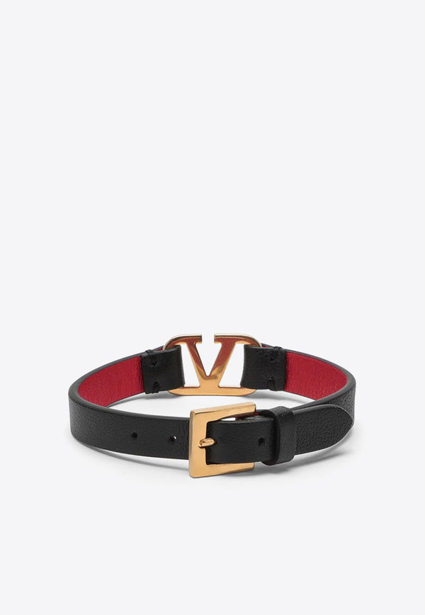 Valentino VLogo Signature Leather Bracelet Black 4W2J0C44ZXL/O_VALE-0SM