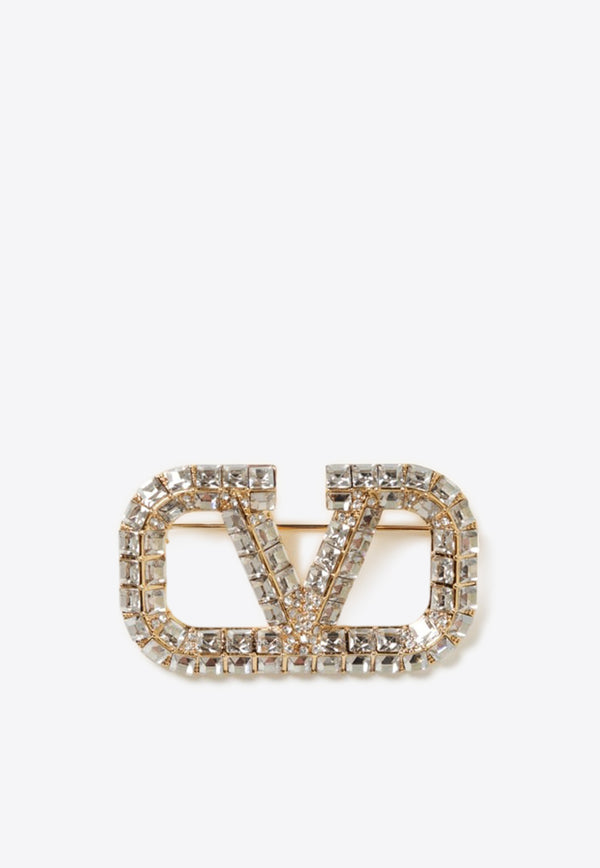 Valentino Crystal-Embellished VLogo Brooch 4W2J0V23YCW MH5