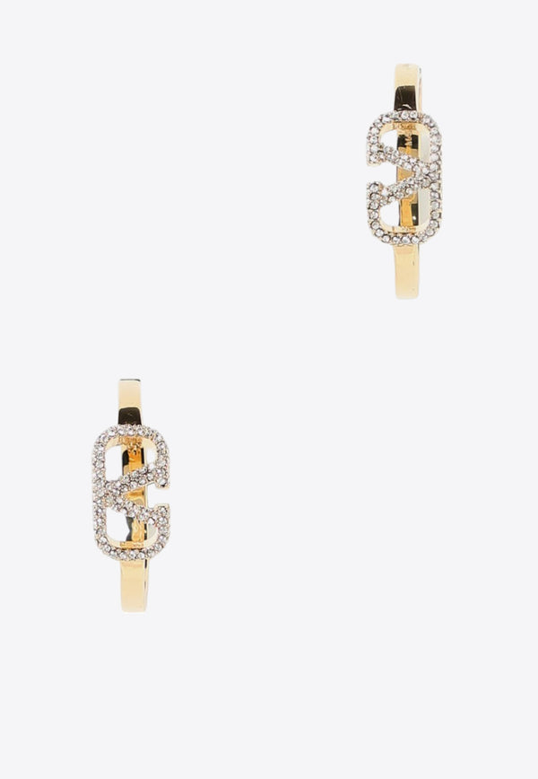 Valentino Crystal-Embellished VLogo Hoop Earrings 4W2J0V42YCW MH5