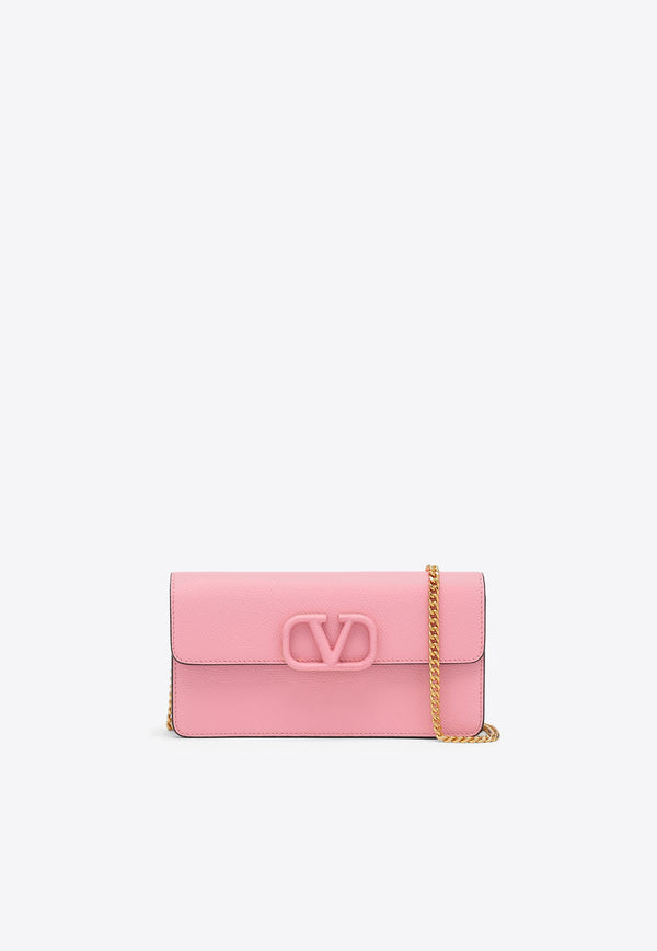 Valentino VLogo Calf Leather Chain Clutch  Pink 4W2P0S93RQR/O_VALE-ZQQ