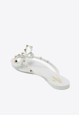 Valentino Rockstud Bow Thong Flat Sandals White 4W2S0552PVS/O_VALE-001