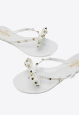 Valentino Rockstud Bow Thong Flat Sandals White 4W2S0552PVS/O_VALE-001