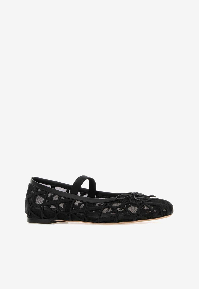 Valentino Toile Iconographe Mesh Ballet Flats Black 4W2S0HE8LGW 0NO