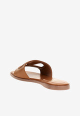 Valentino VLogo Cut-Out Flat Sandals Brown 4W2S0IB0RLL YH7