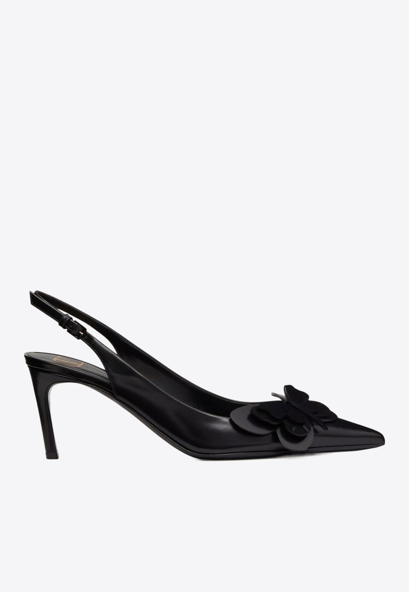 Valentino 70 Butterfly Leather Slingback Pumps Black 4W2S0II8XKE 0NO