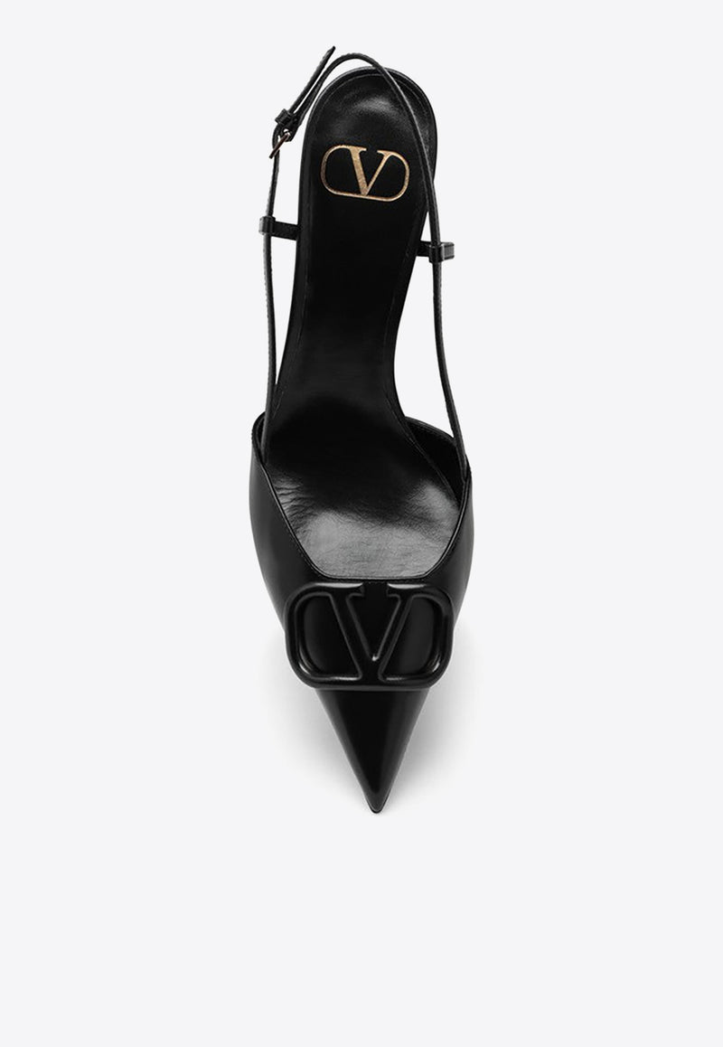 Valentino VLogo 80 Leather Slingback Pumps Black 4W2S0R01MZF/O_VALE-0NO