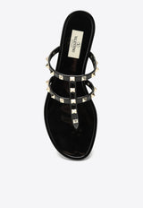Valentino Rockstud Thong Flat Sandals Black 4W2S0T84PVS/O_VALE-0NO
