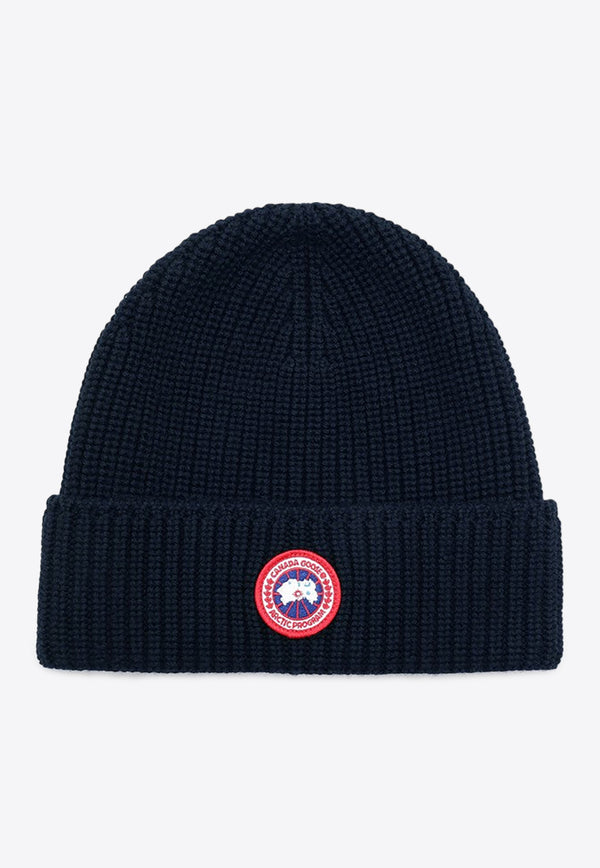 Canada Goose Logo Patch Wool Beanie Blue 5026MWO/P_CANAD-151