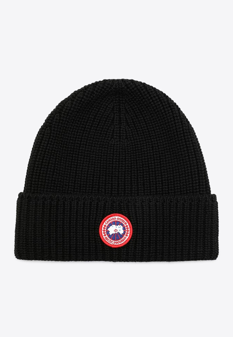 Canada Goose Logo Patch Wool Beanie Black 5026MWO/P_CANAD-61