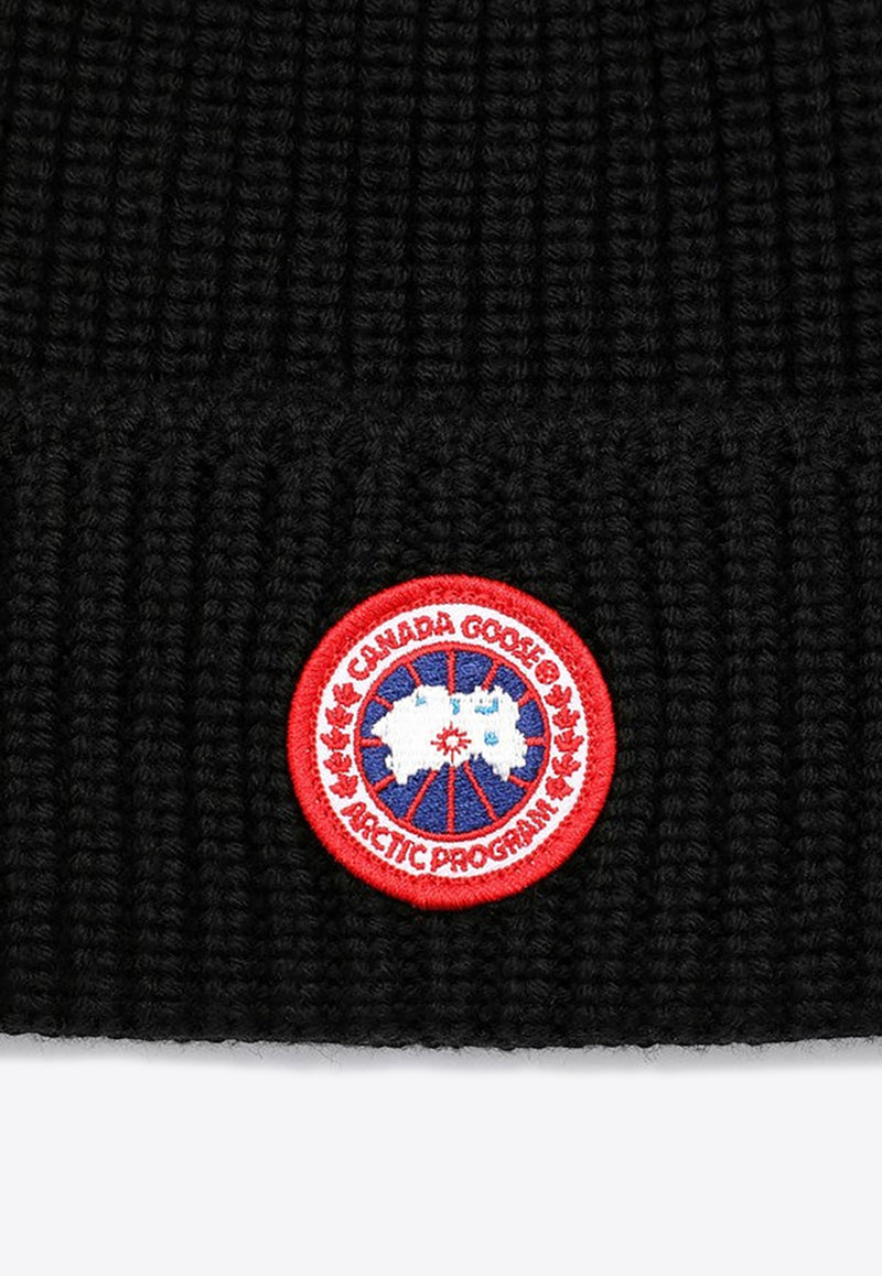 Canada Goose Logo Patch Wool Beanie Black 5026MWO/P_CANAD-61