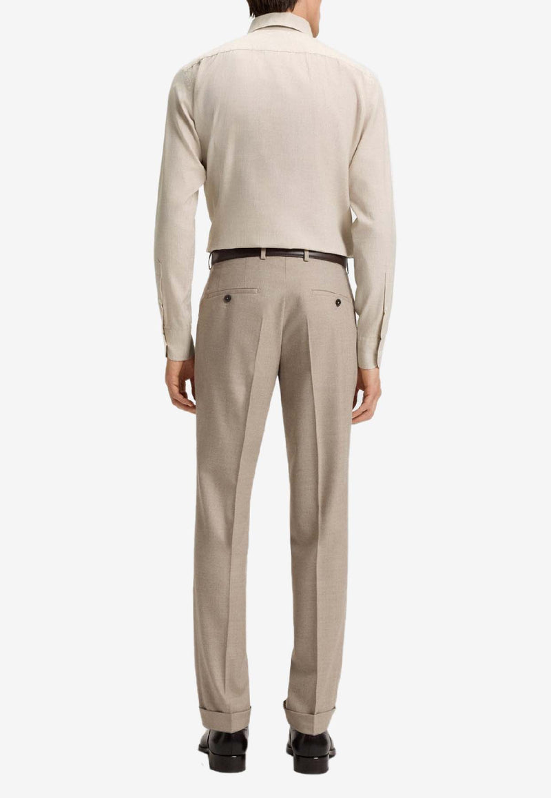 Hugo Boss Long-Sleeved Poplin Shirt Beige 50550281287_Open beige_30893767