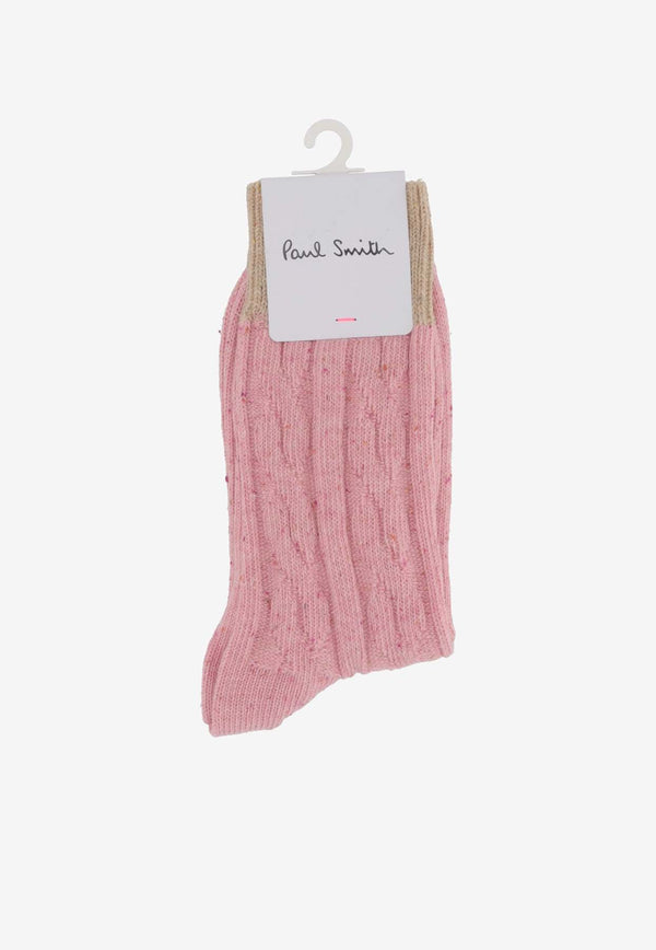 Paul Smith Cable-Knit Socks Pink W1A086MON259_20