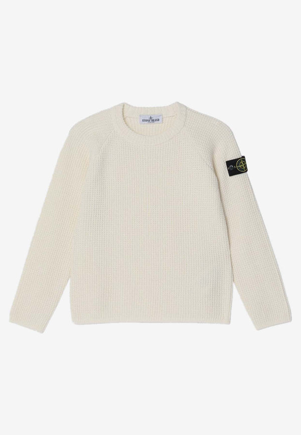 Stone Island Junior Boys Compass Logo Knitted Sweater Beige 5100015-BS00M9/R_STONE-V0099