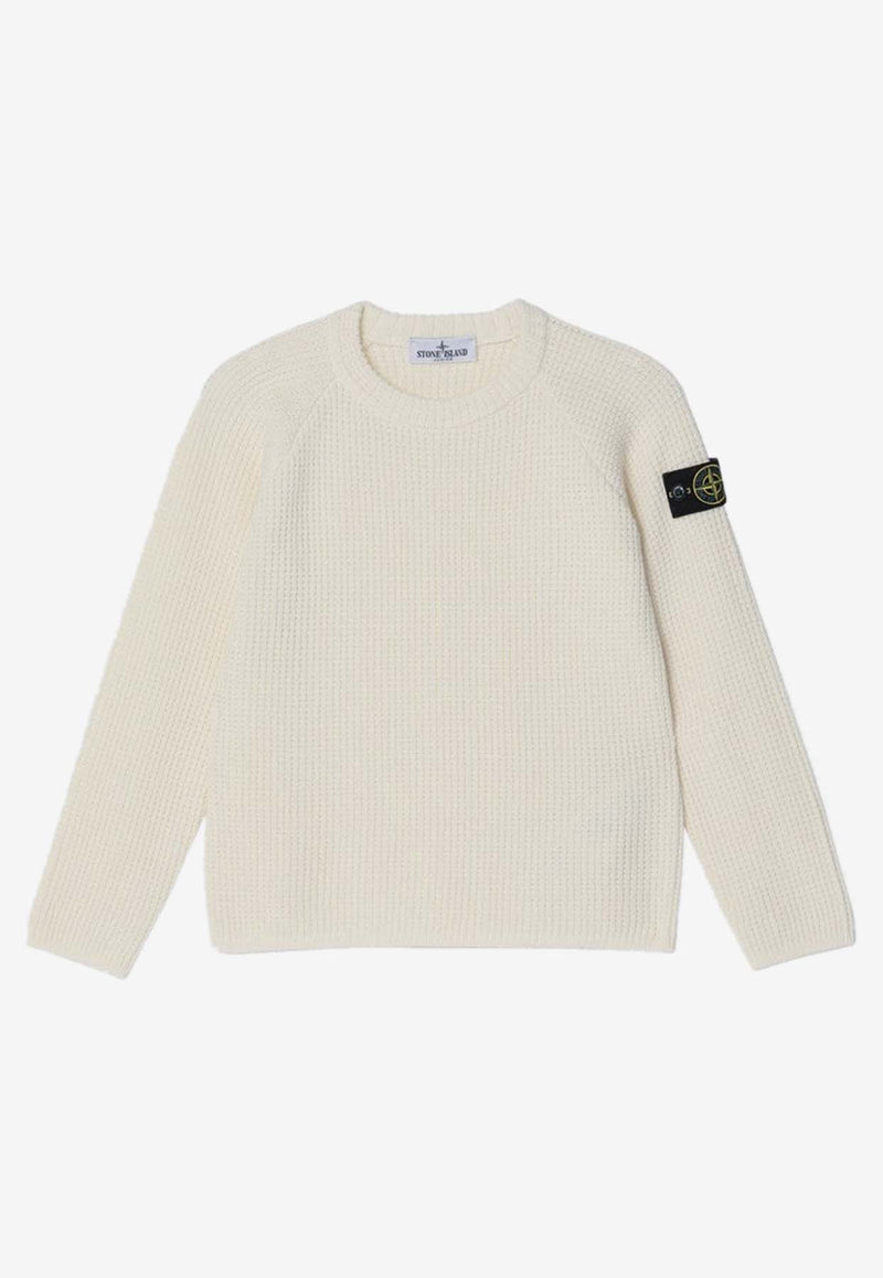 Stone Island Junior Boys Compass Logo Knitted Sweater Beige 5100015-BS00M9/R_STONE-V0099