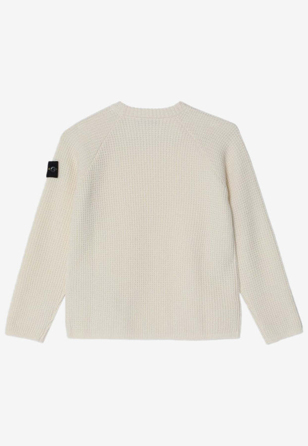 Stone Island Junior Boys Compass Logo Knitted Sweater Beige 5100015-BS00M9/R_STONE-V0099