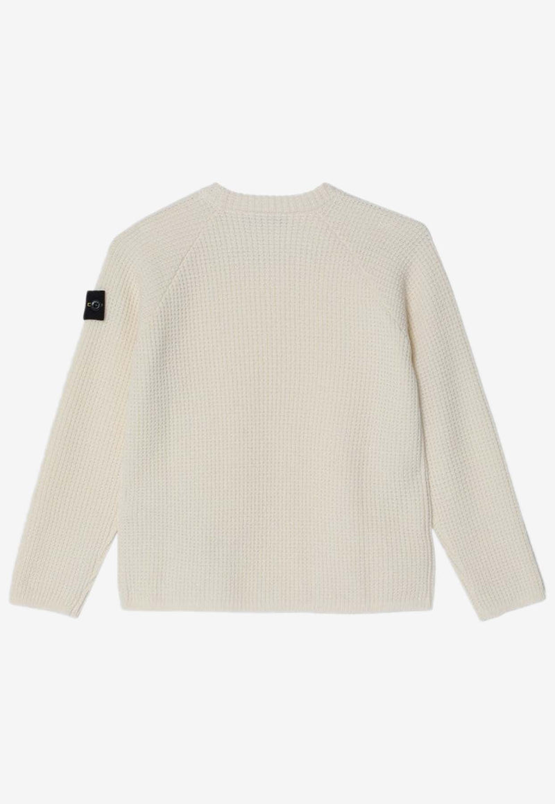 Stone Island Junior Boys Compass Logo Knitted Sweater Beige 5100015S00M9/R_STONE-V0099