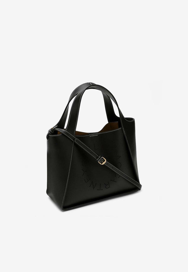 Stella McCartney Perforated Logo Grained Leather Tote Bag Black 513860WP0057/P_STELL-1000