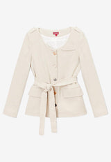 Staud Charles Belted Blazer with Mismatched Buttons 518-8152CREAM